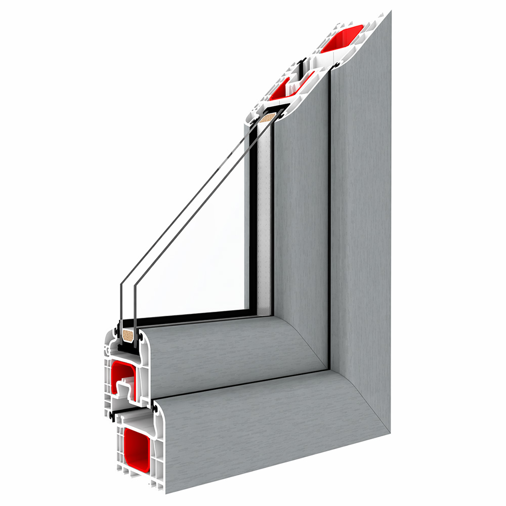 Kunststofffenster Badfenster Ornament Silvit Grau, Fenstermaxx24
