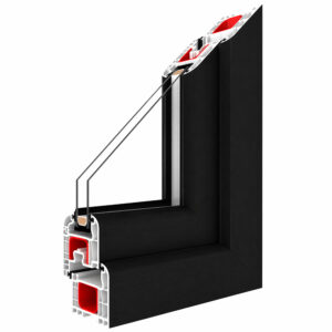 Kunststofffenster Badfenster Ornament Streifen Schwarzbraun, Fenstermaxx24