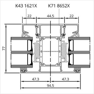 Fenstermaxx24 – MB 86 SI Glasteilende Kaempfer Sprosse 945 mm